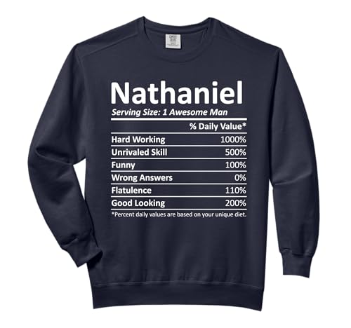 NATHANIEL Nutrition Funny Birthday Personalized Name Gift Comfort Colors Adult