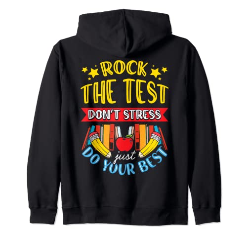 Rock the Test Non stressare il giorno del test Insegnante di Felpa con Cappuccio