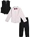 Calvin Klein Boys' 4-Piece Formal Dress Up Suit Vest Set, Vest, Pants, Collared Dress Shirt, and Tie, Black/Red, 5