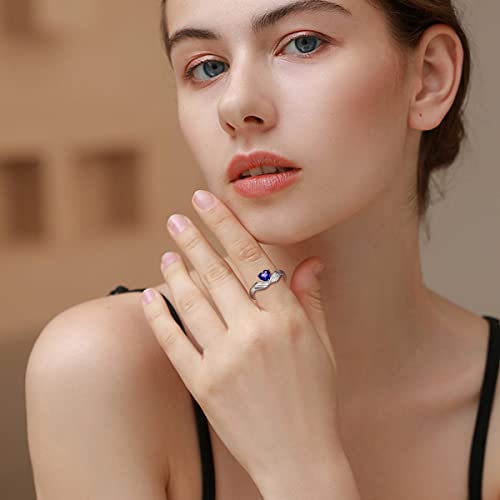 FOREVER QUEEN Heart Birthstone Ring 925 Sterling Silver Hug Ring for Women Girls Adjustable Hugging Hands Come to My Arm Embrace Ring Birthday Anniversary Valentine Mother Day Gift2