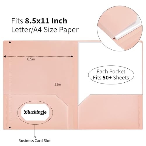 Folders with Pockets, 2 Pocket Plastic Folder with Pockets for School Colored File Folder for Documents Letter Size with Business Card Slot Back to School Office Teacher Supplies(6 Pack Pastel Colors)