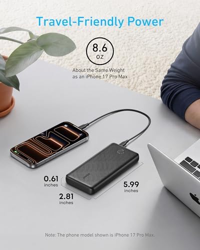 Anker Power Bank, 10,000mAh Portable Charger, PowerIQ USB-C Battery Pack - 5