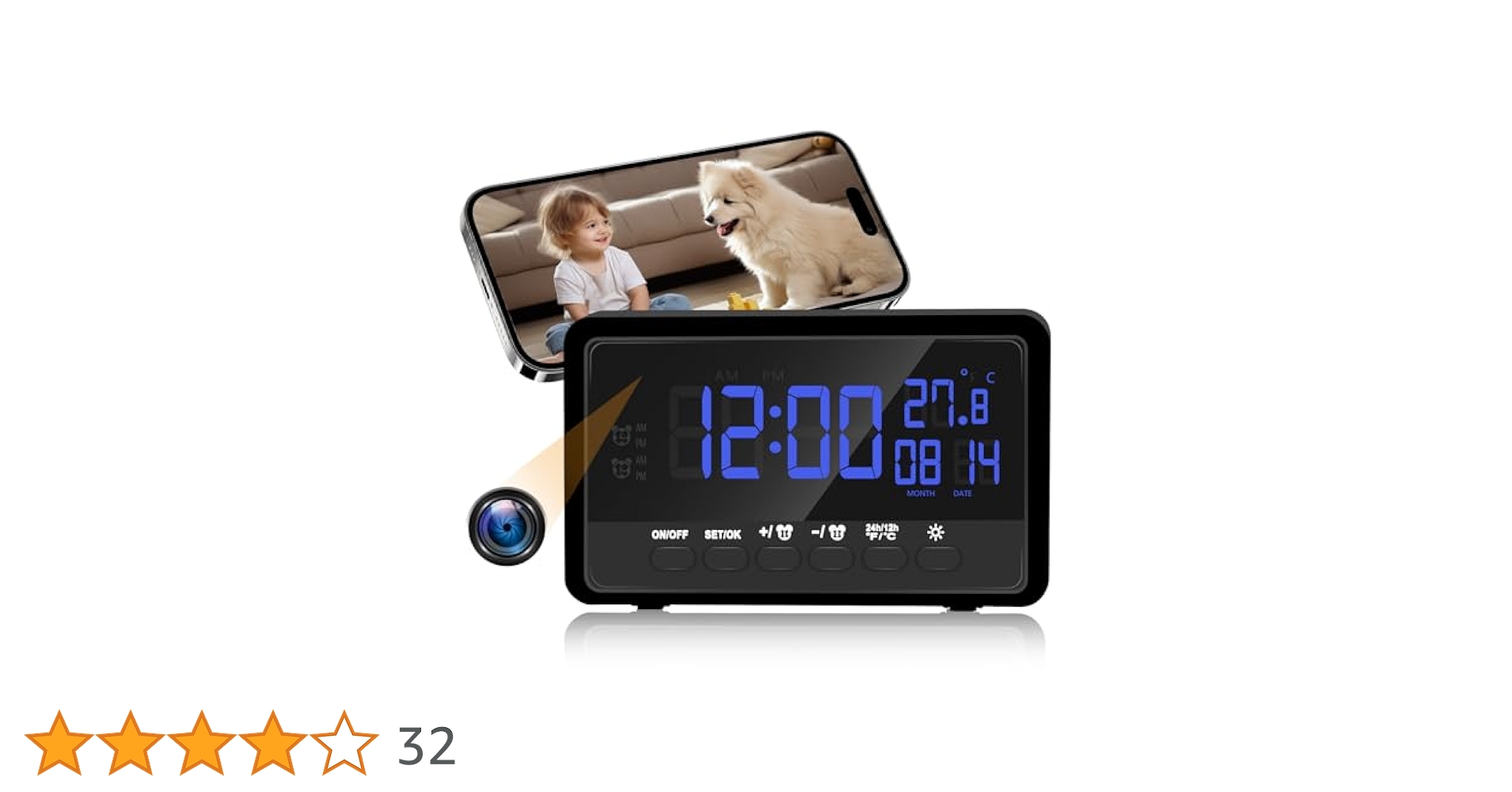 Amazon.co.jp: SULUWU 小型カメラ 時計型 防犯カメラ スマホ操作