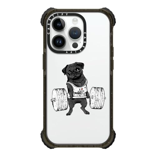 CASETiFY Eg CpNg iPhone 14 Pro P[X [MILKi (5x MIL-STD-810G) / 3.5m̗NA] - Black Pug Lift - NAubN