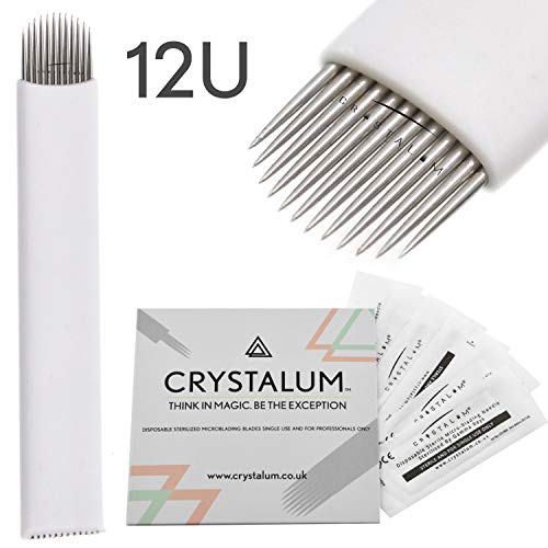 Microblading Needles 0.18mm Blades 12U 20pcs Micro Blade Eyebrow Tattoo MakeUp Supplies PMU Products Kit CRYSTALUM