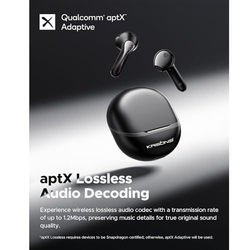 Krisons TWS-002 Wireless Earbuds, Black, True Wireless Stereo, Portable Charging Case - Image 3