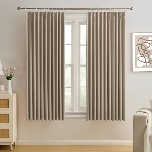KEQIAOSUOCAI Pinch Pleated Window Curtain Panels 63 Inches Long Light