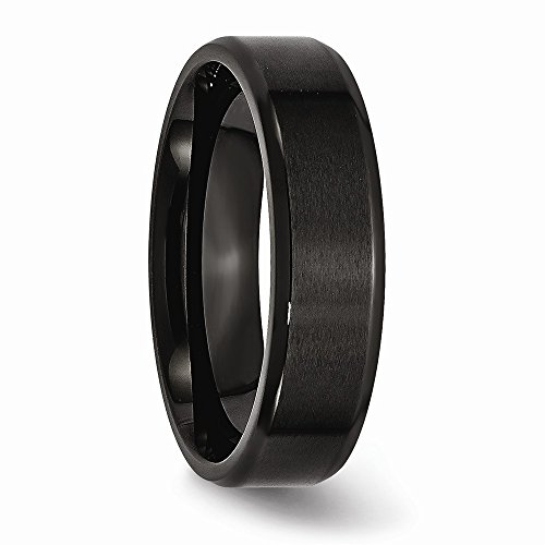 Stainless Steel 6Mm Black Ip-Plated Matte Brushed Finish/Beveled Edge Plain Classic Wedding Band Ring Size 8.5 #TOP3