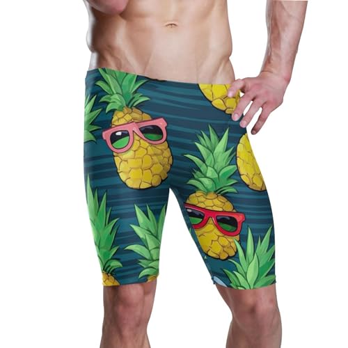 Pineapple Cooler Glasses Men's Swim Jammers Racing & Training Swimsuit Fast, Flexible,Comfortable XXXL B0401050