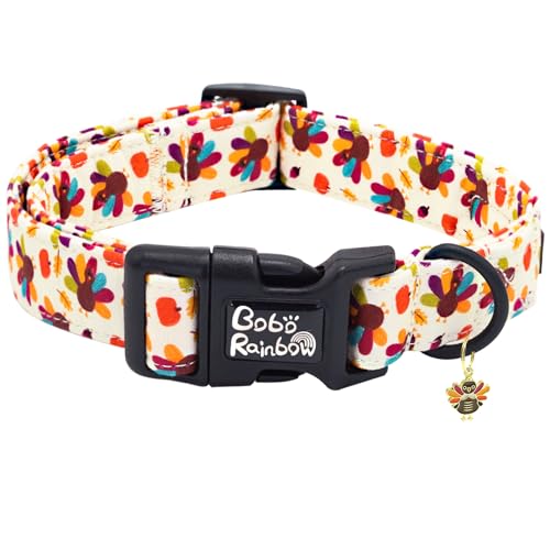 Bobo Rainbow Thanksgiving Dog Collar Soft Collars Turkey Design Pet Collar Plastic Buckle Adjustable Dog Collars for Medium Dogs