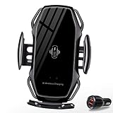 Wireless Charger Car Touch Sensing Automatic Retractable Clip Fast Charging Compatible for iPhone Xs Max/XR/X/8/8Plus Samsung S9/S8/Note 8 (G-Black)