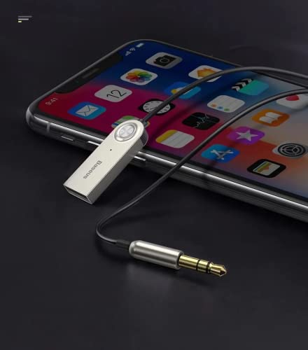 Adaptador Áudio Bluetooth 5.0 Baseus Veicular P2 Carro para rádio Music Receiver Mp3 com Microfone V