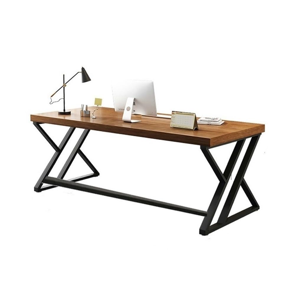 IUokLU Computer Desk Home Office Pine Wood PC Desk Workstation with Sturdy Metal Frame, Modern Long Writing Study Work Table (100cm)
