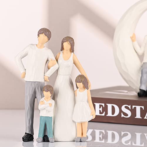 Family Figurines Decor Family Of 4 Figurines,Resin Family Figurine Sculpture,Figure Statue,Memorial Gift For Parents,Suitable For Ornament Sculpture For Home Decor Bedroom Living Room Tabletop #TOP3