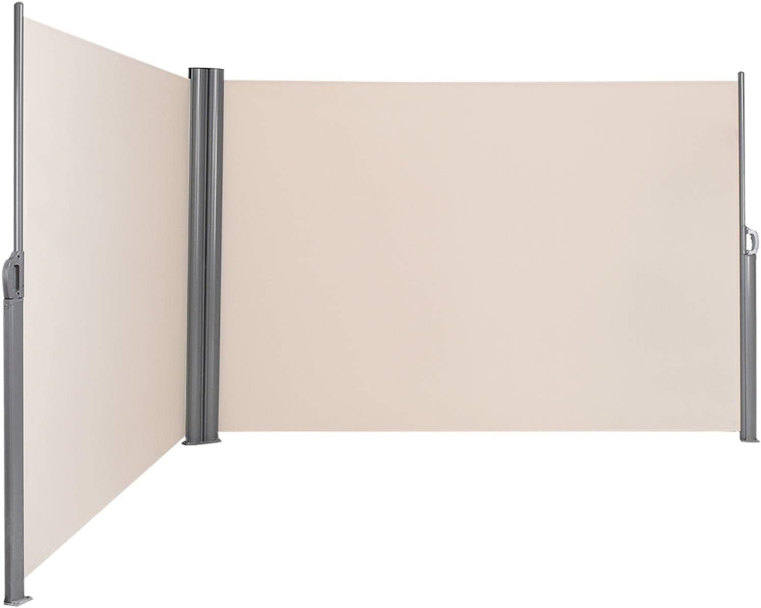 TANGZON Retractable Side Awning, Aluminum Outdoor Privacy Screen Fence with Convenient Handle, Garden Blind Privacy Divider Wind Breaker for Patio Balcony Terrace (600 x 180cm, Beige)