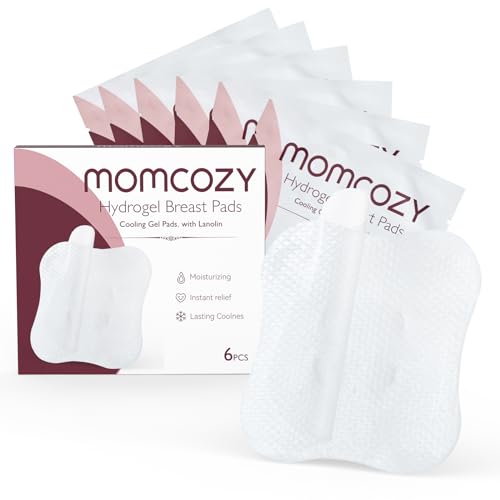 Momcozy Hydrogel Nipple Pads with Soothing Lanolin, Soothies Gel Nursing Pads Provide Instant Cooling Relief, Breastfeeding Essentials, 6 PCS