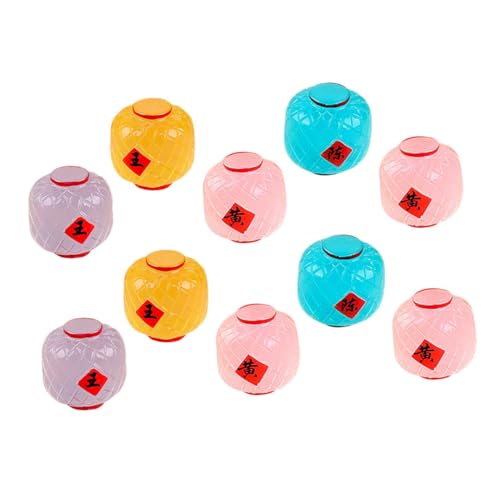 Uonlytech 10Pcs Luminous Mini Lanterns Adorable Resin Glow Dark Figures for Indoor Outdoor Decor for Gardens Bonsai and Festive Atmospheres