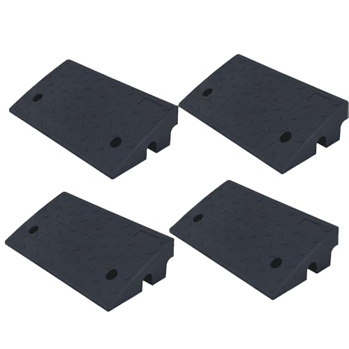 ZincOrange Rampa Portátil para Umbral de Puerta, Rampa de Bordillo de Caucho de Alta Resistencia con Capacidad de Carga de 5 Toneladas para Bicicletas, Sillas de Ruedas (10.1cm H, Piezas, 4)