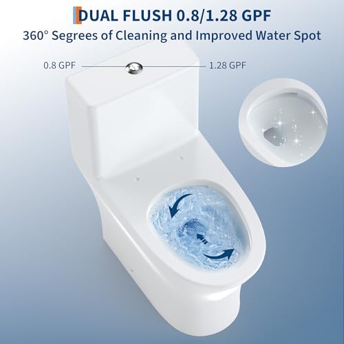 Image of One Piece Toilet with ADA Height, Ceramic Design, Soft Closing PP Toilet Cover, Easy Clean Surface, Water Efficient Flush, Compact Durable Build