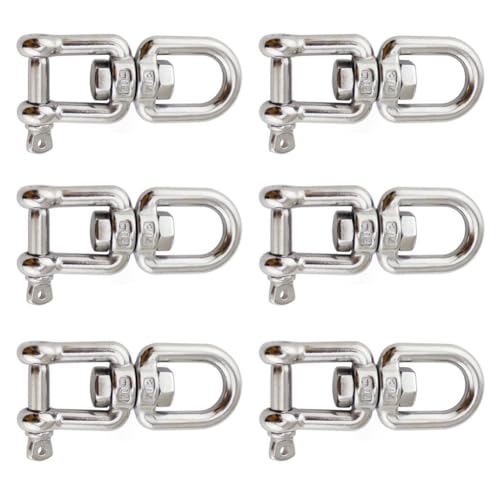 SAIJIAN 6 Pezzi M5 Grillo Girevole in Acciaio Inox 304 Gancio Girevole a Doppia estremità Moschettone Girevole per Collegare e Fissare i Grilli Girevoli Sospesi Caricare 100 kg