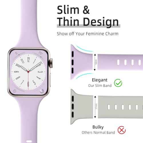 Image of Lerobo 6 Pack Silicone Sport Watch Strap Compatible with Slim Apple Watch Bands for Women Series 11 10 9 8 7 6 5 4 SE Ultra, Soft iWatch Bands for Apple Watch Bands for Women 45mm 44mm 42mm 46mm