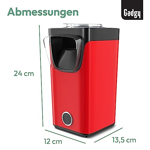 Foto von Gadgy Heißluft Popcornmaschine 2L - Ölfrei mit Messlöffel - Retro Rot