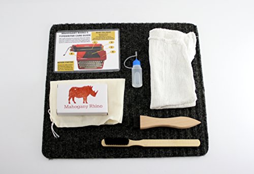 Complete Manual Typewriter Care Kit. Includes 1 Typewriter Pad, 1Typewriter Ribbon, 2 Typewriter Brushes, Typewriter Oil, Cotton Cloth, Care and Cleaning Card
