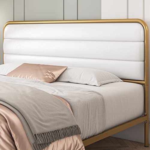 Hithos King Size Platform Bed Frame With Headboard And Footboard, Pu Leather Upholstered Bed Frame With 10" Under-Bed Storage And Wooden Slats, Easy Assembly, No Box Spring Needed (White, King) #TOP4