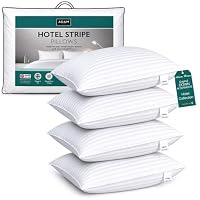 Adam Home Pillows 4 Pack Hotel Quality Side Sleeper Bounce Back Bed Pillow Hypoallergenic & Anti Dust Mite Resistant Premium Filled Hotel Pillows Pack of 4