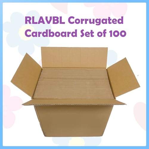 Image of RLAVBL 100 Pack 12x12 Corrugated Cardboard Sheets, Flat Cardboard Inserts for Shipping, Mailing, Packing, DIY Crafts