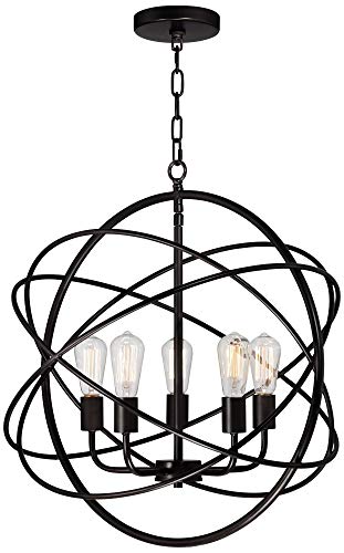 Franklin Iron Works Ellery Bronze Orb Foyer Pendant Chandelier 24 3/4" Wide Modern Industrial Led 5-Light Fixture For Dining Room House Foyer Entryway Bedroom Kitchen Island Hallway High Ceilings #TOP1