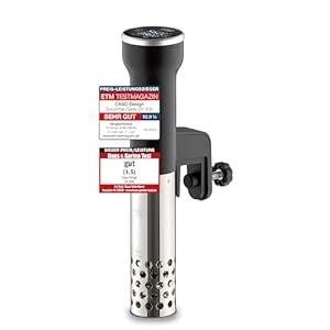 CASO SV400 Sous Vide Stick, Testsieger Haus & Garten Test, Sous Vide Stab für Behälter bis 20l Volumen, Sous Vide Garer, 25-90°C in 0, 5°C Schritten, IPX7, platzsparendes Design