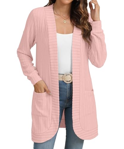 Image of YSYOKOW Cardigan Sweaters for Women Long Sleeve Open Front with Pockets | Long Cardigans for Women Lightweight Soft Casual Dressy Loose Fit Cardigan Sweater with Pockets for Work and Office