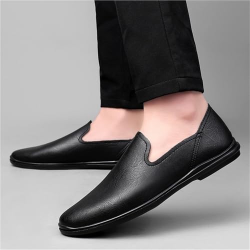 Men's Round Toe Vegan Leather Loafer Shoes Comfortable Slip Resistant Flat Heel Outdoor Slip-on2