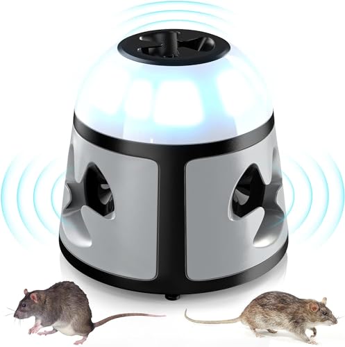 Professionnel Ultrasons Souris à Ultrasons et Rats 360 °, Appareil Répulsif Ultrasons Anti Rongeur Les et la Rats, Souris, Campagnols et Loirs