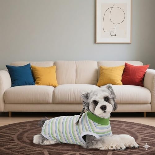 Image of Dog Surgery Recovery Suits, Sleeveless Dog Recovery Suit Female, E-Collar & Cone Alternative Surgical Suit for Small and Medium Dogs After Surgery, Striped Dog Onesie Pajamas