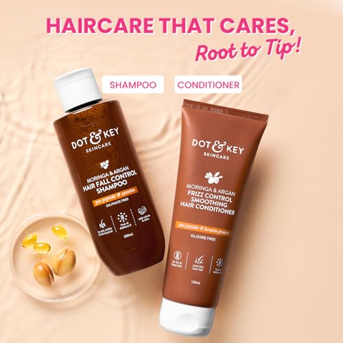 Image of Dot & Key Moringa Argan Shampoo & Conditioner Combo | Shampoo 200ml, Conditioner 120ml