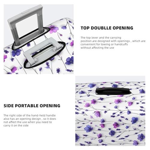 Luggage Cover Protector - Lavender Purple Flower Print Fit 18-21 Inch Suitcase Covers for Luggage4