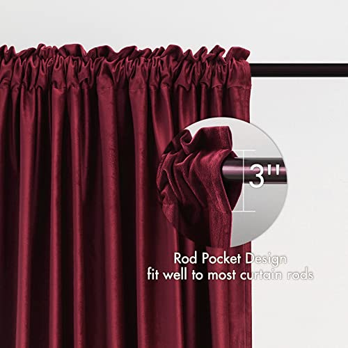 Image of MIULEE Burgundy Red Blackout Velvet Curtains Drapes 84 Inch Long 52 inchx84 inch | Luxurious Bedroom Living Room Decor, Room Darkening, Thermal Insulated, Rod Pocket Design, Super Soft Fabric