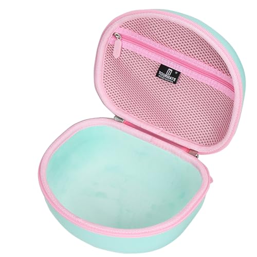 Image of Tourmate Hard Travel Case for Riwbox CT-7 / CT-7S Cat Ear LED Light Kids Wireless Headphones, Protective Carrying Storage Bag (Pink&Green)
