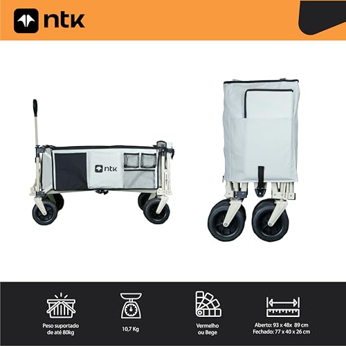 Encontraproduto.com.br - Carrinho dobrável Transport de aço que suporta 80kg com bolsos laterais NTK