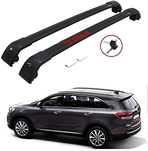 Black roof Cargo Rack for KIA Sorento 2015-2021 Roof Rack Cross Bars Rail Luggage Carrier Lockable (fit The car with Side Rail)