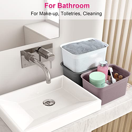 Plastic Storage Baskets With Lids Set Of 6 Lidded Storage Organizer Bins Containers Baskets For Organizing Shelves Desktop Closet Playroom Classroom Office, 10.6X7.5X5.1 Inches, Grey #TOP5