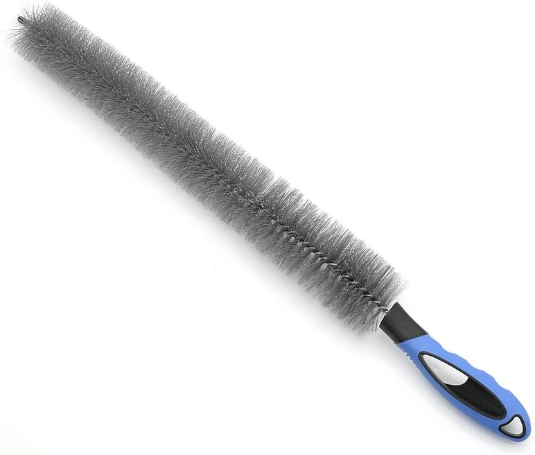 Miniatura 3 de Herramienta de lavado de cepillo de rueda de neumáticos de limpieza de automóviles de 23.6 in, cepillo de mango largo, cepillo de microfibra para