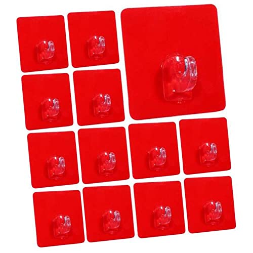 Laimew13 x Adhesive Hooks for Shelves Without Drilling 15 kg Max Transparent Wall Hooks for Bathroom, Kitchen and Bedroom