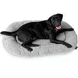 Washable Dog Bed for Crate, Reversible Plush & Oxford Dog Crate Pad for Medium Dogs, 3' Thick Cushion Kennel Mat, Machine Washable Non‑Slip Dog Bed, Fits 36 Inch Crates, Grey