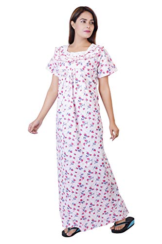 Image of Women's Cotton Block Print Knee Length Nighty