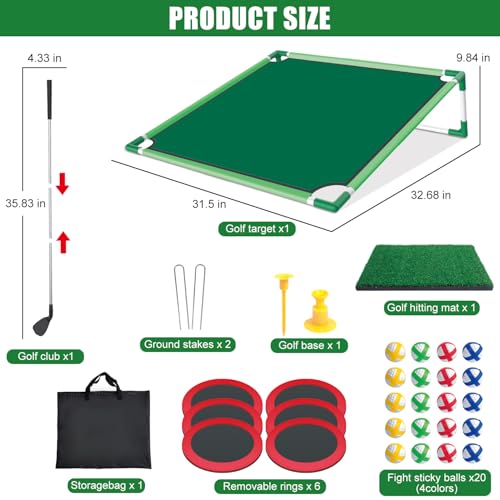 Mostop Golf Game Play Set - Hinterhof Cornhole Spiel umfasst Putting Mat, 20 klebrige Bälle, 6 Loch Abdeckungen, Tragetasche - Golf Ziel Yard Spiele für Junge Erwachsene Golfer Väter Indoor Outdoor