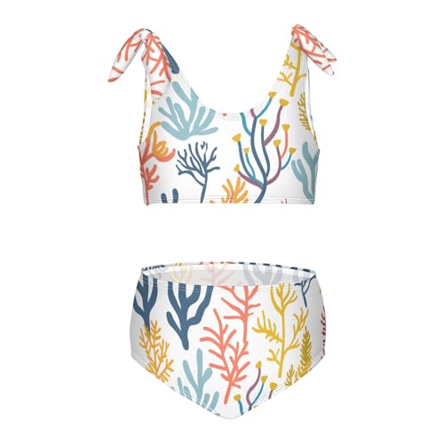 Girls' Bikini Set, Sea Corals Different Seaweed Kids Swimsuit 2 Pcs Beach Bathing Suit