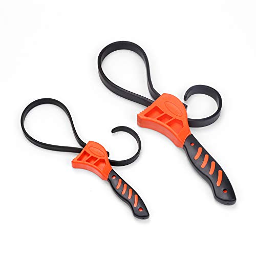 HORUSDY 2-Piece Strap Wrench Plumbing, Grip Wrench, Oil Filter Wrench Set